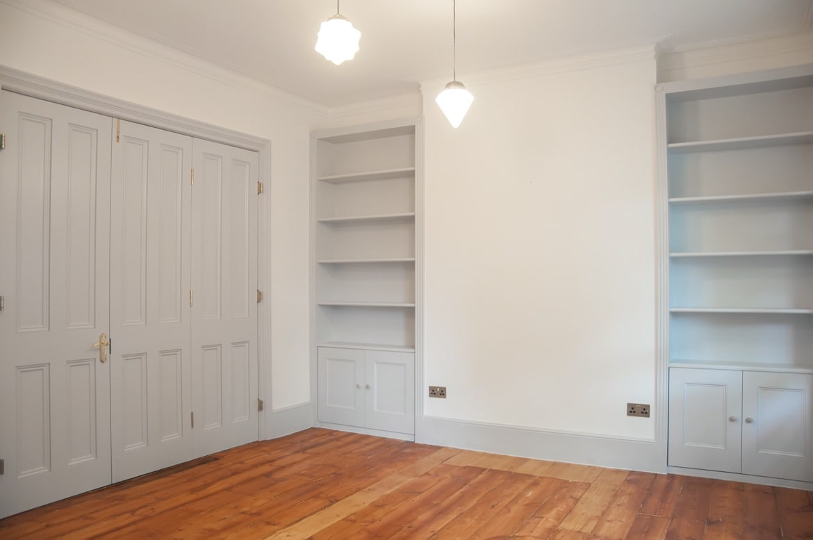 bespoke wooden alcove bookcases