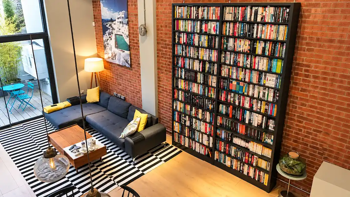 bespoke made extra tall black bookcase