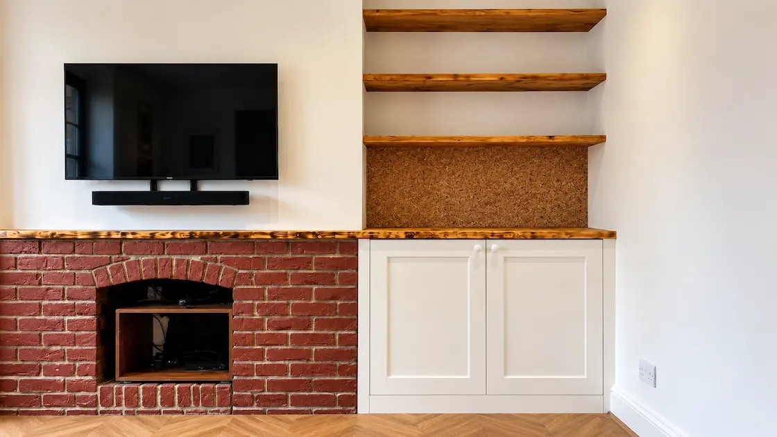 rustic wood floating shelves