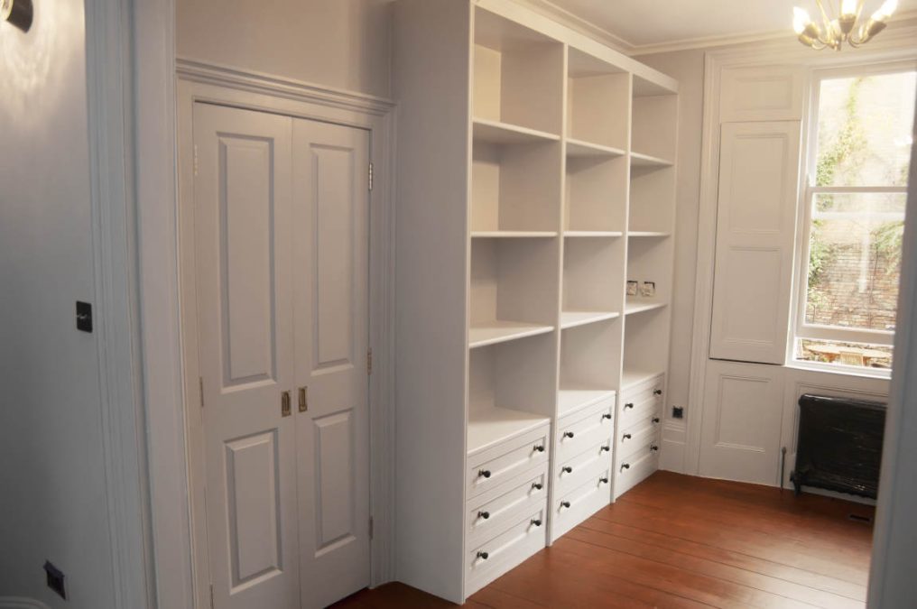 white bespoke made bookcase
