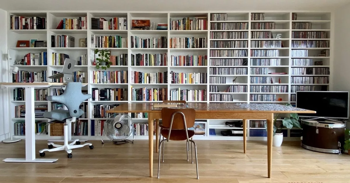 modern home library shelves