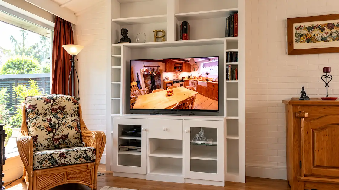 sloping ceiling media wall unit