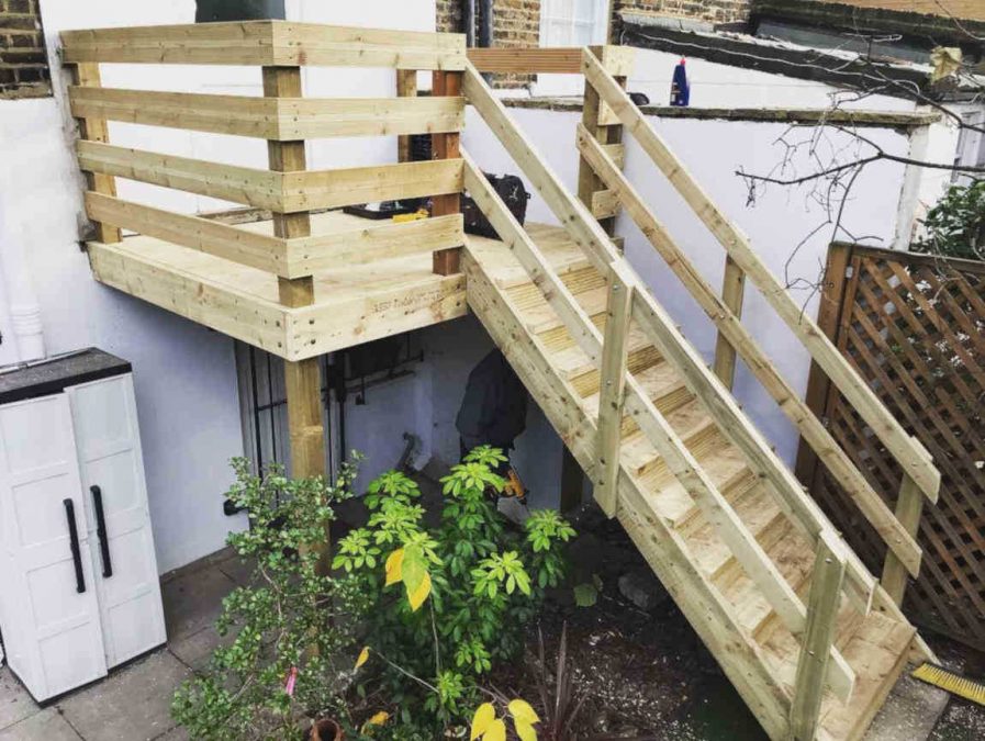 Garden timber staircase