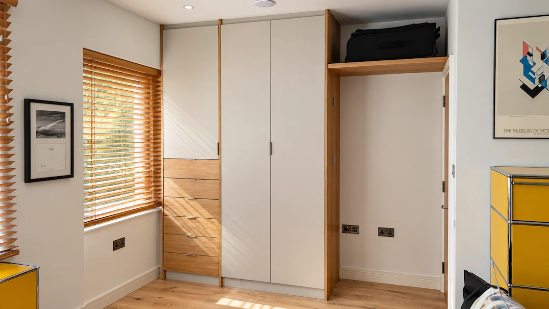 modern bespoke wardrobe with drawers