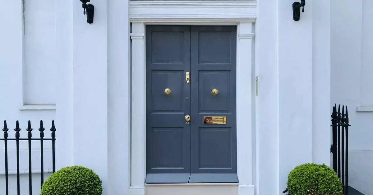 dark grey front door