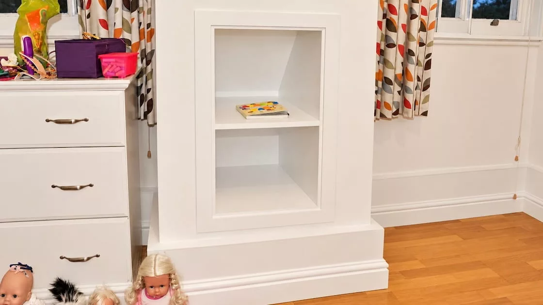 built-in eaves shelves cabinet